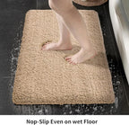 Beige Bathroom Rug 20x32 Non Slip Fluffy Bath Mat for Bathroom Floor Washable Plush Luxury Bath Rug for Tub Soft Shaggy Absorbent Shower Sink Mat
