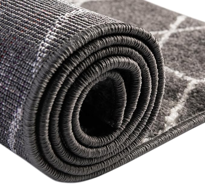 Unique Loom Trellis Frieze Collection Area Rug - Geometric (6' 1" x 9' Rectangle Dark Gray/Ivory)