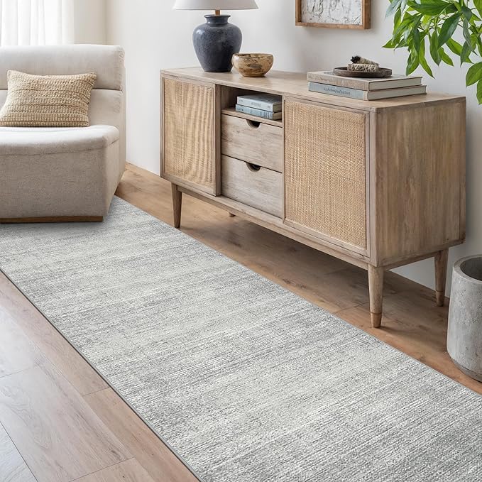 Art&Tuft Non-Slip Runner Rug - 3x6 Runner Rug Washable Low-Pile Rugs Runners, Soft Distressed Carpet Runner for Bedroom Bathroom Kitchen Laundry Living Room, Grey