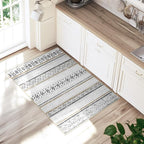 BESTSWEETIE 2x3 Area Rugs for Living Room Washable Moroccan Farmhouse Neutral Geometric Low Pile Non-Slip Soft Print Pattern Rug for Bedroom Kitchen Dining Room Entryway Black/Brown