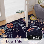 Lahome Floral Kitchen Runner, 2X6 Washable Runner Rug Non-Slip, Ultra-Thin Soft Hallway Rug Stain Resistant Boho Low-Pile Carpet for ‎Laundry Bathroom Bedroom(2x6ft,Purple)