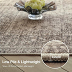 FMFUNCTEX 9x12 Washable Area Rug Vintage Neutral Distressed Large Taupe Non Slip Carpet for Living Room Bedroom Soft Low Pile Indoor Mat Retro Floral Throw Rug for Dining Room Kitchen Office Nursery