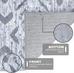 KILOCOCO Hallway Runner Rug 2.6'x10' Washable Printed Moroccan Runner Rugs Non Slip Entryway Rugs Soft Indoor Long Floor Rug for Bedroom Kitchen Living Room Geometric Boho Carpet Runners, Grey White