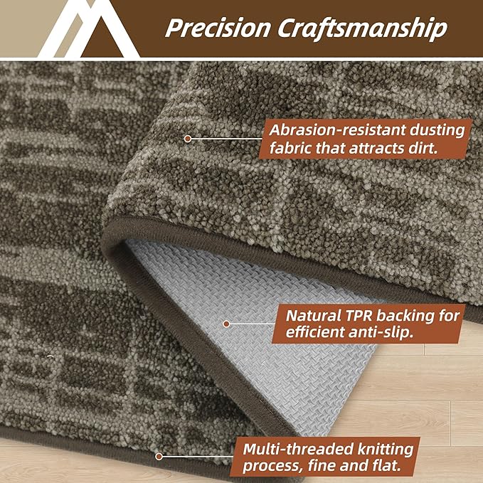 COSY HOMEER-Dirt-Trapper-Door-Mat 32"x48" Non-Slip Entryway Rugs,Washable Welcome Mat,Absorbent Entrance Mats,Low Pile Dog Door Mats for Front Back Doomats and Wet Shoes,Light Brown