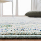 SAFAVIEH Monaco Collection Area Rug - 5'1" x 7'7", Light Blue & Ivory, Boho Chic Medallion Distressed Design, Non-Shedding & Easy Care, Ideal for High Traffic Areas in Living Room, Bedroom (MNC243K)