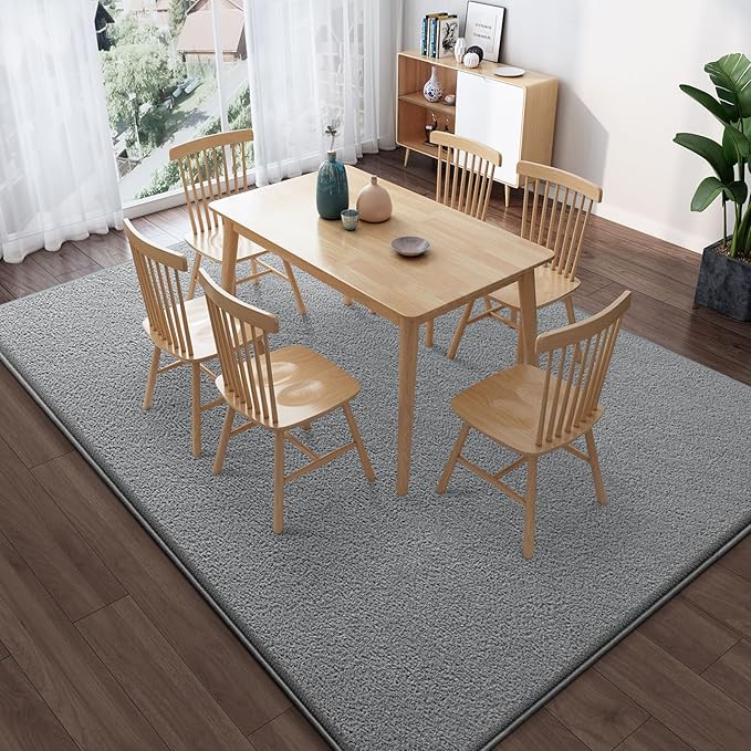 Modern Large Area Rug for Bedroom Living Room, 4x6 Feet Grey Thickened Memory Foam Washable Rugs, Non-Slip Soft Minimalist Solid Indoor Carpets for Boys Girls Nursery Room Décor