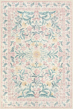 Lahome Pink Washable Rugs for Bedroom Girls 6x9, Boho Floral Living Room Rugs Non-Slip, Soft Low-Pile Nursery Carpet for Dining Room Kids Dorm Decor, Blush