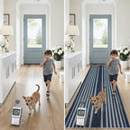 Beeiva Striped 2X6 Runner Rug for Bathroom, Washable Runners for Hallways Entryway, Blue Runner Rugs with Non Slip Rubber Backing, Soft Low Pile Floor Carpet for Indoor Kitchen Porch Bedroom
