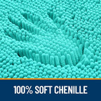 OLANLY Bathroom Rugs 24x16, Extra Soft Absorbent Chenille Bath Rugs, Rubber Backing Quick Dry, Machine Washable Bath Mats for Bathroom Floor, Tub and Shower, Home Decor Accessories, Teal