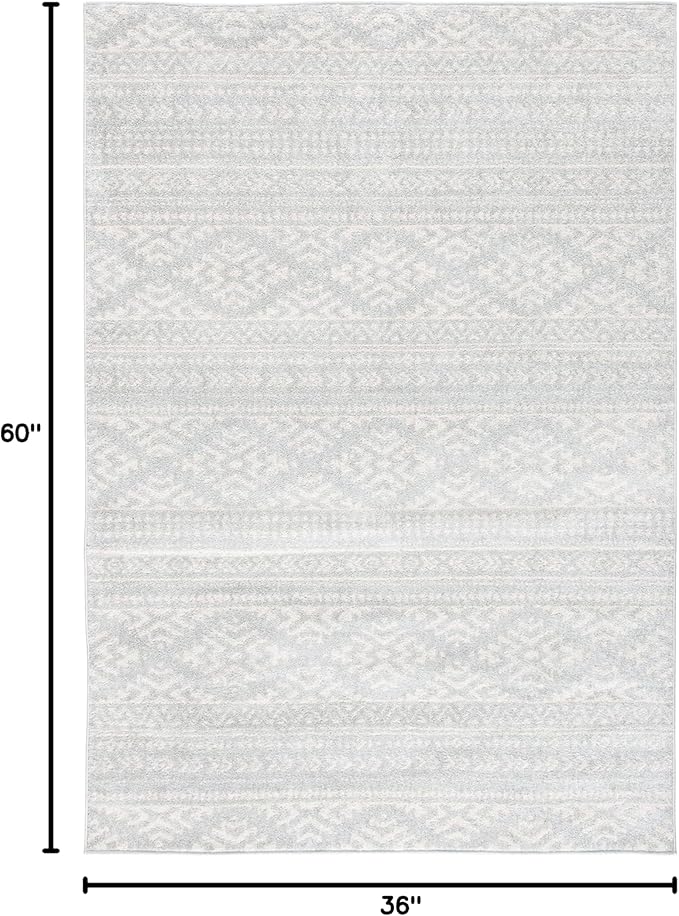 SAFAVIEH Area Rug 3x5 - Tulum Collection - Light Grey & Ivory, Moroccan Boho Tribal Design, Non-Shedding & Easy to Clean, Ideal for Entryway, Foyer, Accent Space, Bedroom (TUL272F)