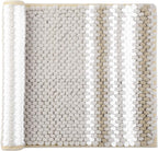 PiccoCasa Chenille Bathroom Rug, Soft Fluffy Absorbent Bath Mat, Medium Pile Striped Carpet Washable Non Slip Bathroom Floor Mats(17"x24",Khaki & White)