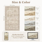 Vintage Beige 3x5 Entryway Rug Indoor Foyer, Neutral Earth Tone Throw Rug for Kitchen Bathroom, Machine Washable Non Slip Ultra Thin Area Rug for Nursery/Bedroom Bedside/Home Office/Dorm