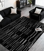 YIHOUSE 5x7 Abstract Line Area Rug, Modern Washable Stain Resistant Rugs Non Slip, Soft Indoor Floor Carpet for Living Room, Bedroom,Dining Room, Black and White