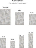 ReaLife Rugs Machine Washable Area Rug - Living Room Bedroom Bathroom Kitchen Entryway Office - Padded Crease Free Stain Resistant Premium - Modern Geometric Contemporary- Miles- Beige - 2'x 3'