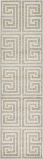 Unique Loom Athens Collection Classic Geometric Modern Border Design Area Rug (2' 7 x 10' 0 Runner, Gray/ Beige)