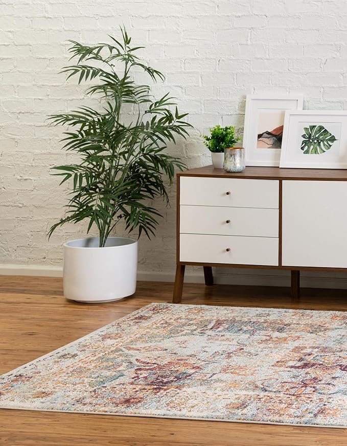 Unique Loom Isabella Collection Area Rug - Adjani (5' 1" x 8' Rectangle, Ivory/ Beige)