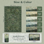 Dark Green Tranditonal 6x9 Area Rugs for Living Room, Vintage Distressed Medallion Printed Low Pile Thin Rugs for Bedroom, Washable Non Slip Soft Carpet for Dining Room Home Office Guest Room