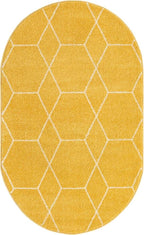 Unique Loom Trellis Frieze Collection Area Rug - Geometric (3' x 5' Oval, Yellow/ Ivory)