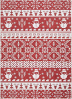 WITSHOCK Christmas Area Rugs for Living Room: 5x7 Stain Resistant Non-Slip Washable Red Snowflake Christmas Carpet, Soft Dining Room Bedroom Rugs, Indoor Decor for Home, Holiday