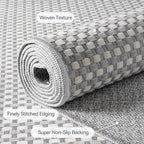 Boho Washable Area Rugs 6x9 ft, Non Slip Area Rug for Living Room, Braided Office Rugs Bedroom Rug Woven Washable Indoor Floor Carpets for Office Dining Bedroom Living Room, Easy to Clean, Gray