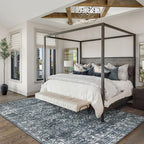 Morebes Washable Area Rugs 9x12 Living Room, Soft Black Rugs for Bedroom, Non Slip Distressed Boho Dining Room Floor Carpet for Indoor Home Office