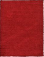 Unique Loom Solid Shag Collection Area Rug (9' x 12' 2" Rectangle Cherry Red)