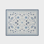 EVERGRACE Area Rugs for Living Room 8x10, Boho Floral Faux Wool Indoor Outdoor Rugs, Washable Rugs for Bedroom Dining Room Entryway Kitchen, Low Pile Floor Mat Carpet for Home Decor, Porcelain Blue
