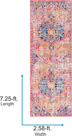Livabliss Odelia Vintage Bohemian Runner Area Rug,2'7" x 7'3",Pink/Orange