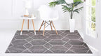 Unique Loom Trellis Frieze Collection Area Rug - Geometric (7' Square, Dark Gray/ Ivory)