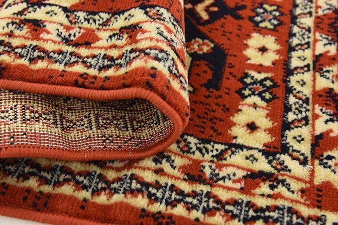 Unique Loom Taftan Collection Border Geometric Tribal Inspired Design Area Rug (2' 2 x 3' 0 Rectangular, Terracotta/ Ivory)