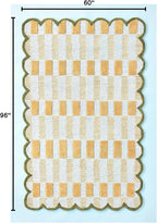 Hand-Tufted Wool Rug with Scalloped Edges, Light Blue Plaid Pattern, Cozy Soft Area Rug for Living Room, Bedroom, and Nursery, Handmade Modern Accent Rug (Blue, 12X15 FEET)
