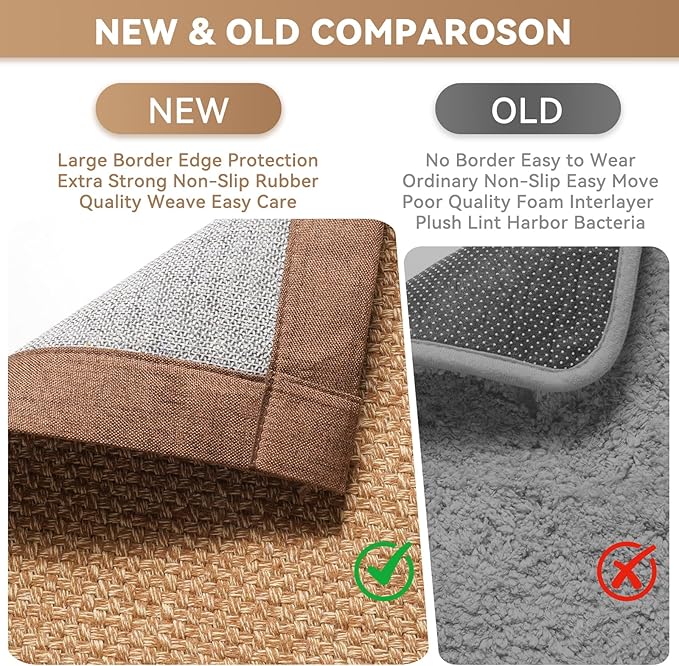 Washable Area Rug 6x9 Large Jute Like Rug for Living Room, Soft Non Slip Rugs Carpet for Dining Room Bedroom Cotton Boho Woven Braided Rugs Home Office Decor, Brown