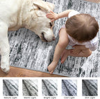 Modern Abstract Runner Rug 2.6x18, Black Grey White Washable Long Kitchen Runner Non-Slip Soft Hallway Rug Runner Thin Print Faux Wool Carpet for Entryway Bedroom Laundry Room Indoor Home Decor