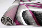 GLORY RUGS Modern Area Rug 5x7 Purple Swirls Carpet Bedroom Living Room Contemporary Dining Accent Sevilla Collection 4816A (Grey Purple)