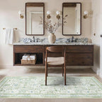 Runner Rug 2'6''x6 Non Slip Machine Washable Vintage Hallway Runner Rug, Low PileLight Weight Rugs for Entryway, Hallway, Kitchen and Corridor, Cream Green