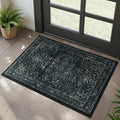 Distressed Black Kitchen 2x3 Rugs Non Slip Washable, Vintage Medallion Pinted Dark Door Mat Indoor Entrance Entryway, Small Low Pile Rugs for Bathroom Vanity/Laundry Room/Bedroom