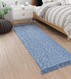 Collive Hallway Runner Rug, 2' x 6' Hand-Woven Reversible Washable Entryway Rug, Blue Cotton Modern Farmhouse Laundry Room Rug Long Carpet for Bathroom Sink Foyer Bedroom