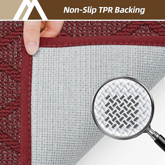COSY HOMEER Non-Slip Door Mat 32"x48", Entryway Rugs Low Profile Absorbent Dirt Trapper Doormat for Front Entrance, Washable Polypropylene Entry Mat (Red)