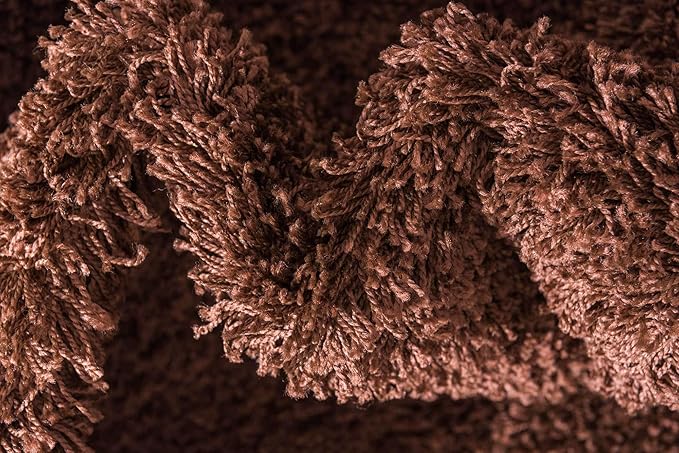 Unique Loom Solid Shag Collection Area Rug (8' Round, Chocolate Brown)