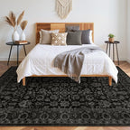 LIVEBOX Washable Area Rug 8x10 - Large Black Boho Living Room Rug Vintage Rugs for Bedroom, Non-Slip Retro Floral Carpet Print Distressed Accent Rugs for Dining Room Home Office