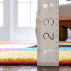 Well Woven Modern Rug Squares Multi Geometric Accent 2'3" x 7'3" Runner Entry Way Bright Kids Room Kitchen Bedroom Carpet Bathroom Soft Durable Area Rug