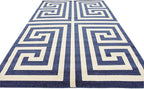 Unique Loom Athens Collection Classic Geometric Modern Border Design Area Rug (7' 0 x 10' 0 Rectangular, Navy Blue/ Beige)