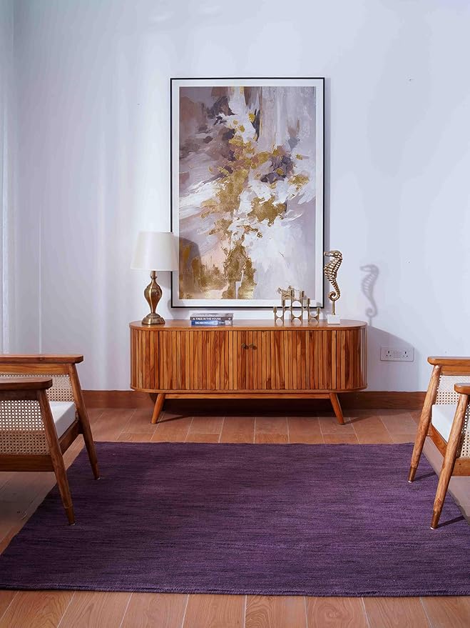 Rugsotic Carpets Hand Knotted Loom Wool ECO-Friendly Area Rugs - 10'x10', Square, Purple Color, Solid Plain Design, High Pile Handmade Anti Skid Area Rugs for Living Room, Bed Room (L00111)
