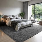 Zentavio Area Rugs for Living Room Grey Rugs for Bedroom Large Big 9x12 Carpet Fluffy Furry Soft Shag Aesthetic Plush High Pile Gray Rug for Nursery Kids Room Dorm