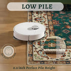 Tangsoo 5x7 Washable Rug, Floral Vintage Large Area Rugs for Living Room, Indoor Non Slip Print Floor Carpet, Soft Low Pile Machine Washable Rug for Bedroom Dining Room Dorm Home Decor Green