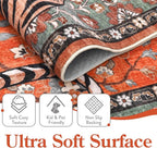 Moynesa Tiger Washable Area Rug, Boho 6x9 Rug for Living Room, Vintage Large Soft Bedroom Rug, Non Slip Ultra Thin Stain Resistant Floor Carpet for Dining Room Home Office, Rust