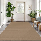 Braided Area Rug 5x7 Ft Washable Rugs for Living Room Non Slip Bedroom Rugs Dining Room Rug Cotton Living Room Woven Floor Carpet for Nursery Playroom, Orange/Tan/Brown