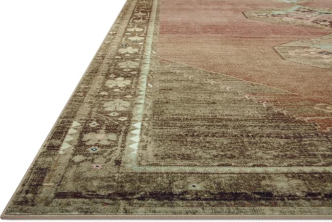 Loloi Magnolia Home by Joanna Gaines Sinclair Collection SIN-06 Clay/Tobacco 2'-3" x 7'-6", .25" Pile Height, Machine Washable, Runner Rug