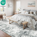 6x9 Machine Washable Area Rug for Living Room, Grey Modern Vintage Abstract Rug Large Non-Slip Low Pile Soft Faux Wool Carpet, Kids and Pets Friendly for Bedroom Dining Room Farmhouse Home Decor Rug