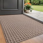 LUMI Washable Door Mat Indoor Entrance 24x36, Dirt Trapper Front Door Mats with Absorbent Interior and Non-Slip Rubber Backing, Entryway Doormat, Beige